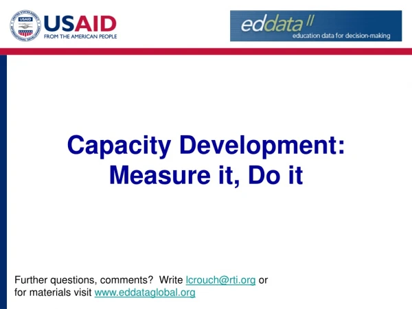 Capacity Development: Measure it, Do it