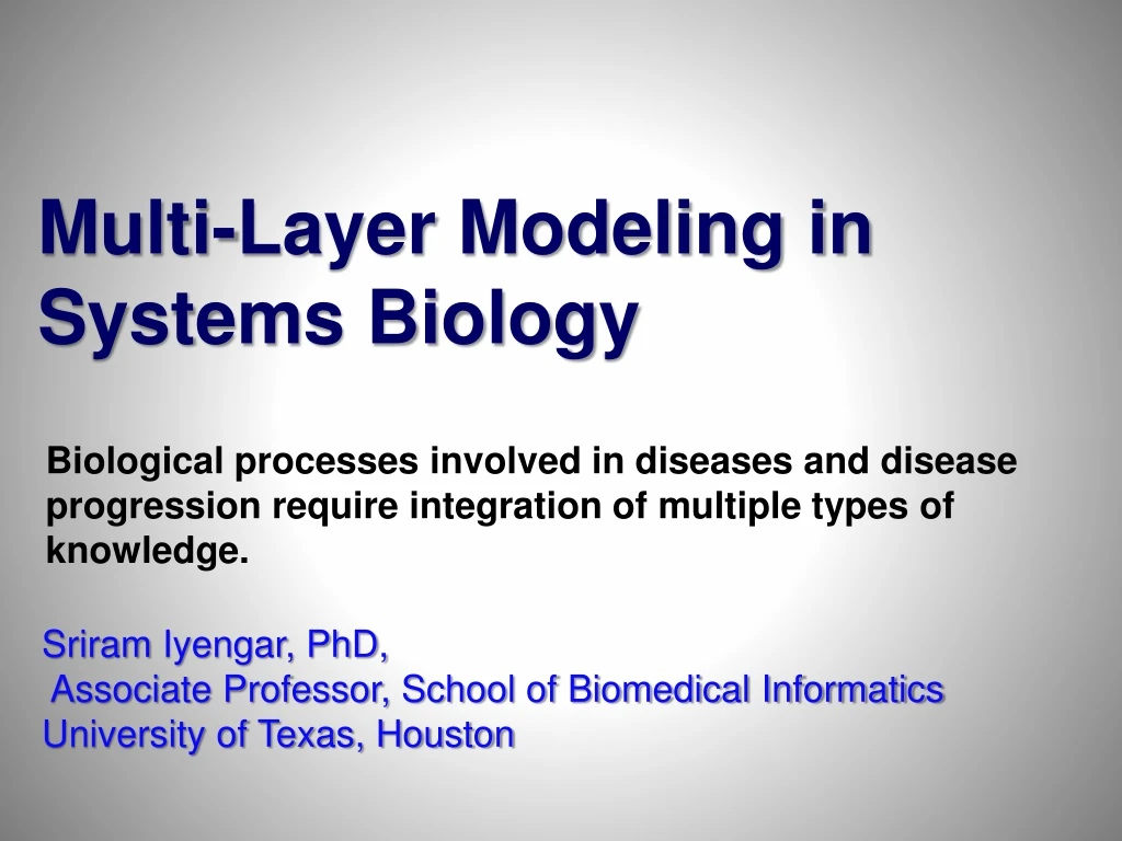 multi layer modeling in systems biology