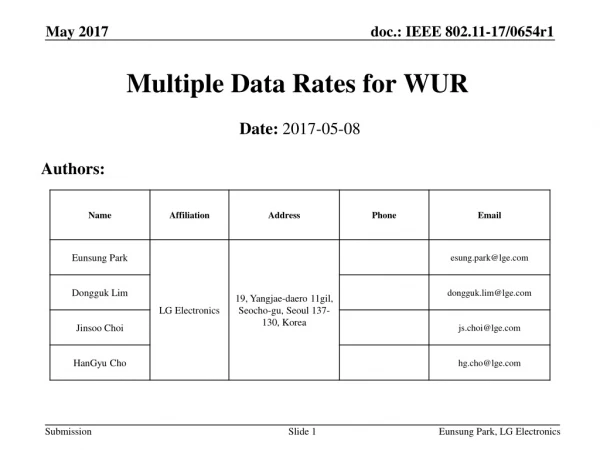 Multiple Data Rates for WUR