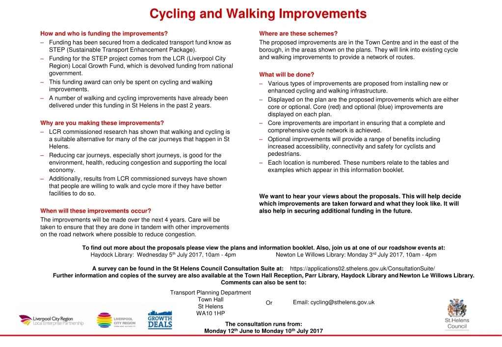 cycling and walking improvements