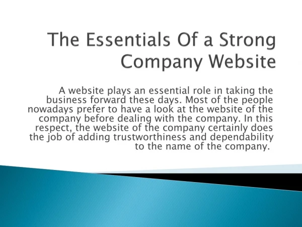 Sandeep Chauhan | The Essentials Of a Strong Company Website