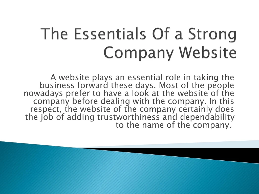 the essentials of a strong company website
