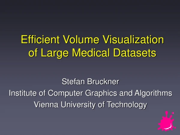 Efficient Volume Visualization of Large Medical Datasets