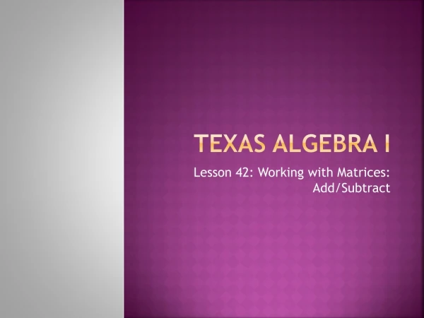 Texas Algebra I