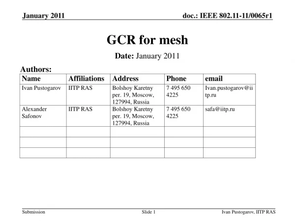 GCR for mesh