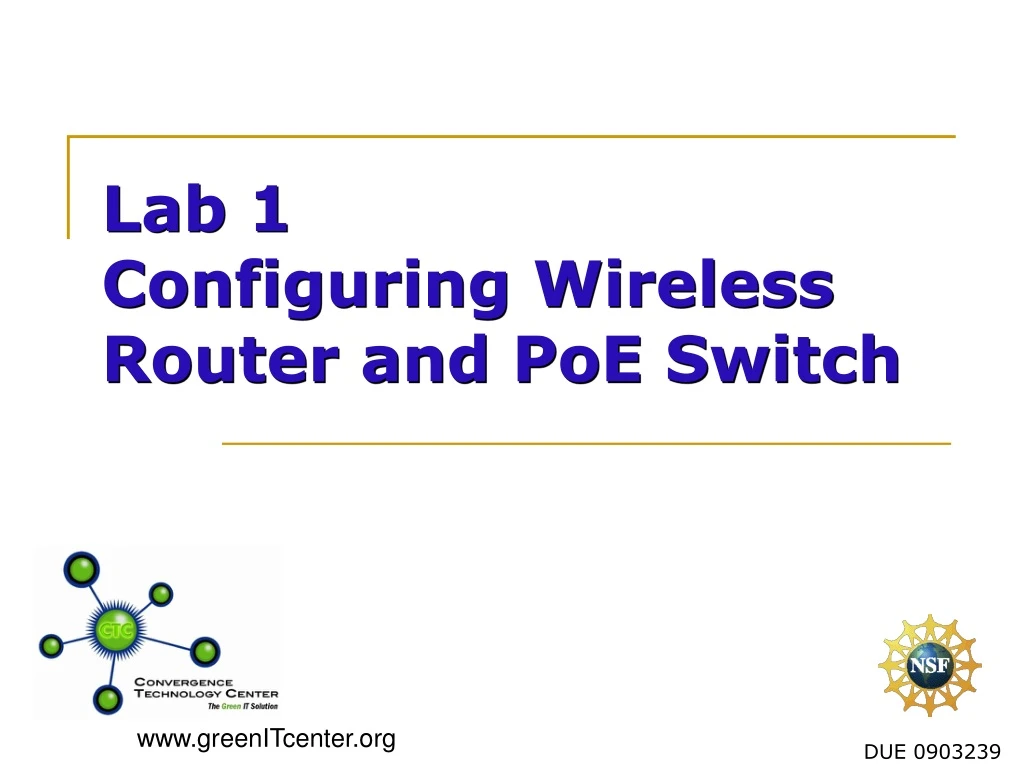 lab 1 configuring wireless router and poe switch