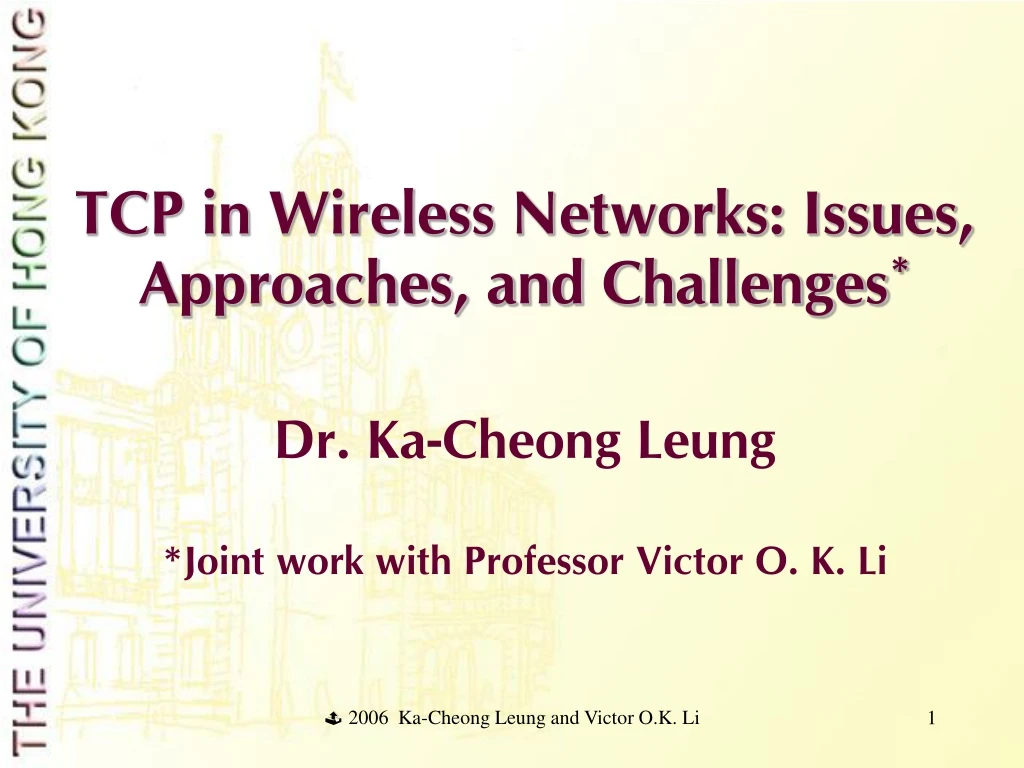 tcp in wireless networks issues approaches