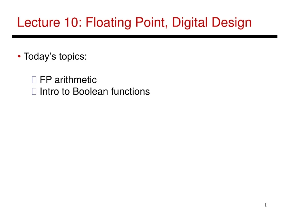 lecture 10 floating point digital design