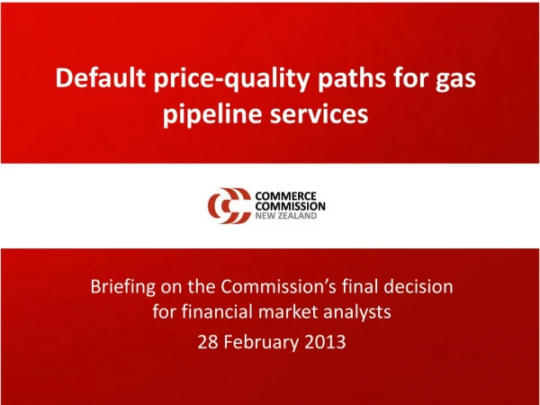 Default  price-quality  paths for gas pipeline services