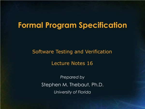Formal Program Specification