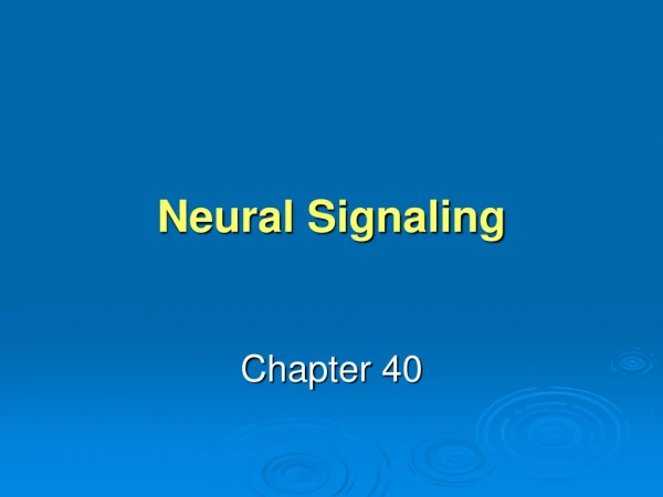 Neural Signaling