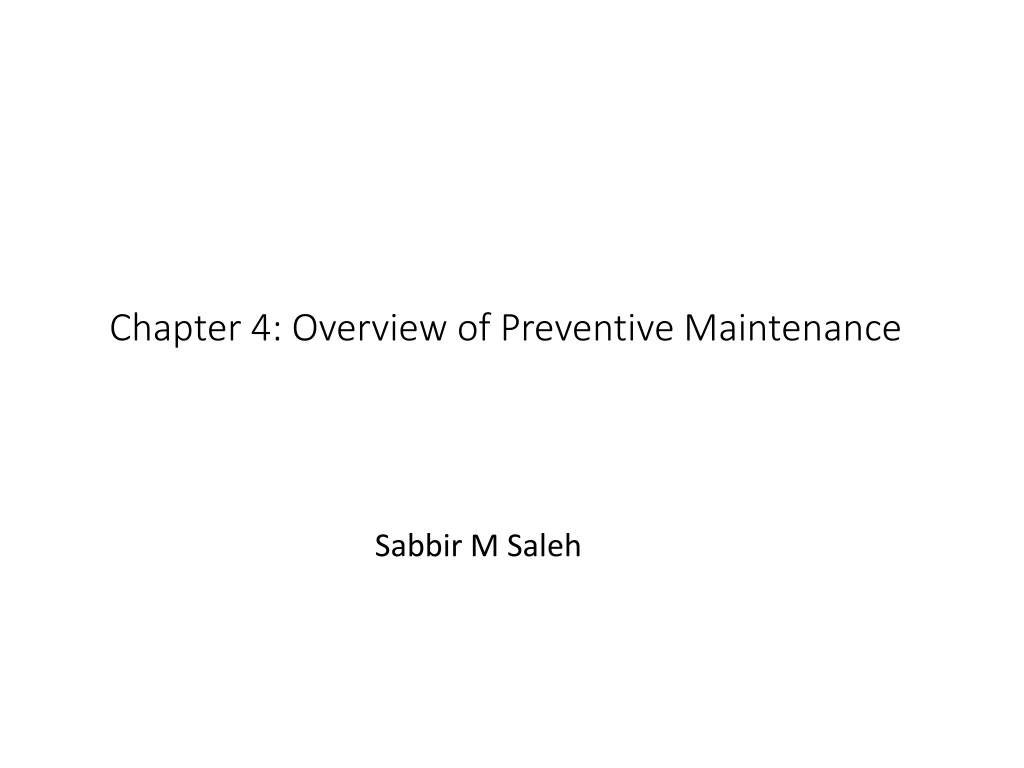 chapter 4 overview of preventive maintenance