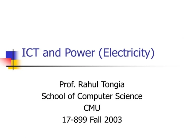 ICT and Power (Electricity)