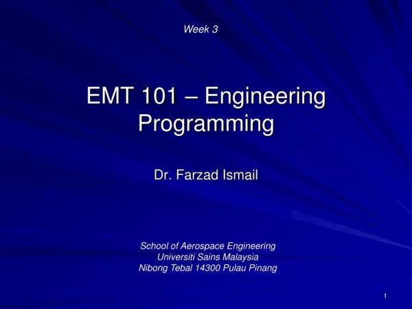 EMT 101  –  Engineering Programming