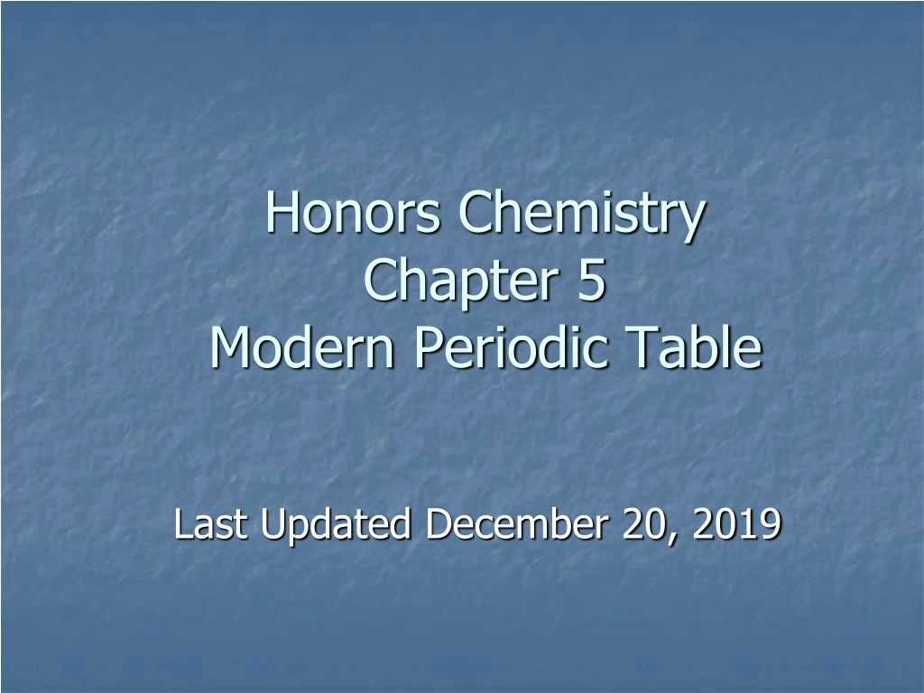 honors chemistry chapter 5 modern periodic table