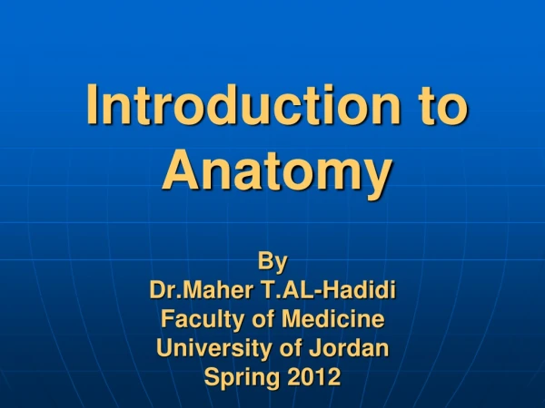 Introduction to Anatomy