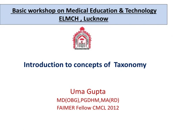 Introduction to concepts of  Taxonomy