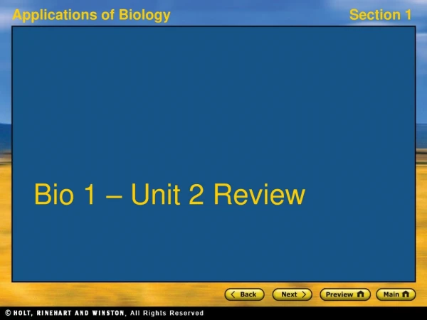 Bio 1 – Unit 2 Review