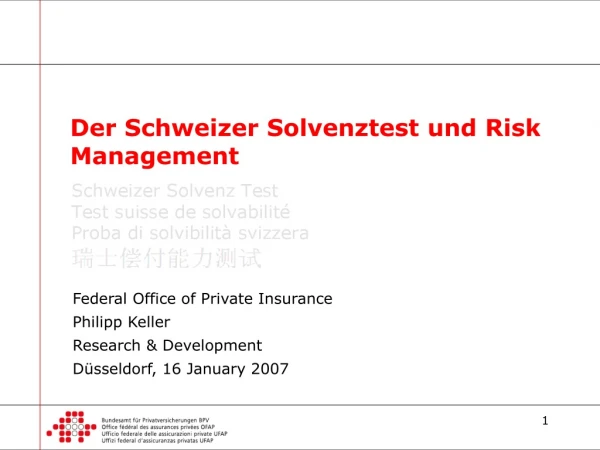 Der Schweizer Solvenztest und Risk Management