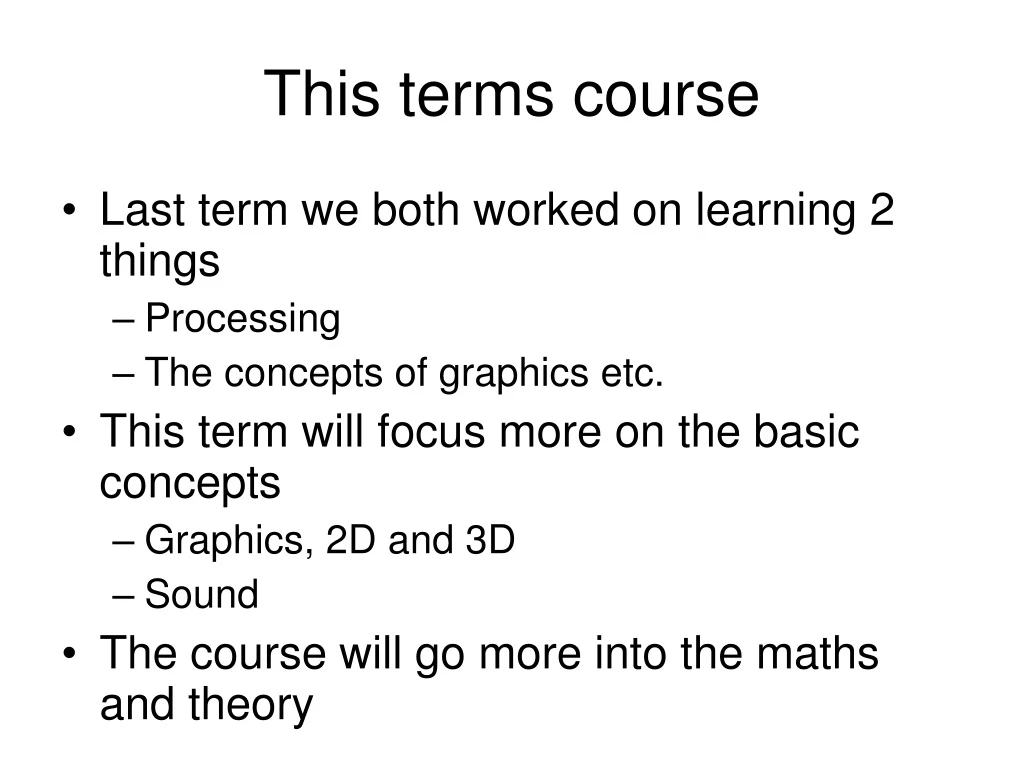 this terms course