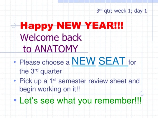 Happy NEW YEAR!!! Welcome back  to ANATOMY