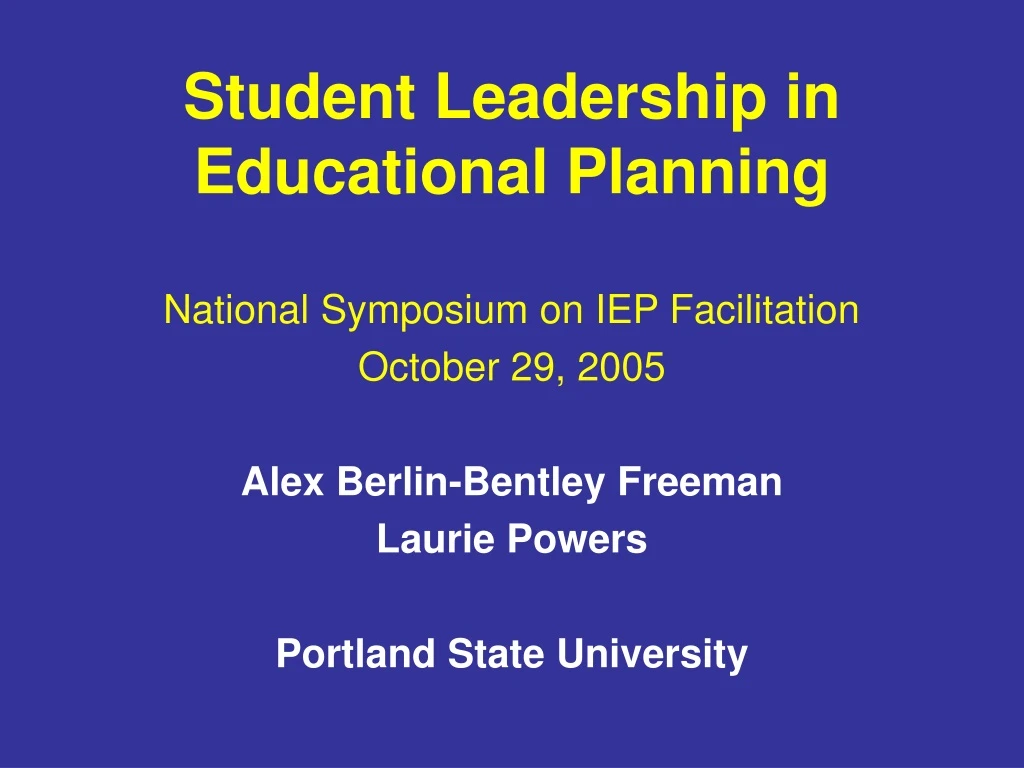 student leadership in educational planning