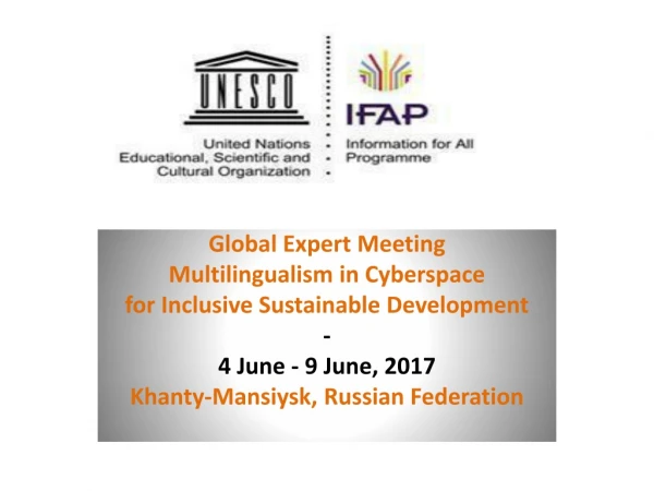 Global Expert Meeting  Multilingualism in Cyberspace  for Inclusive Sustainable Development -