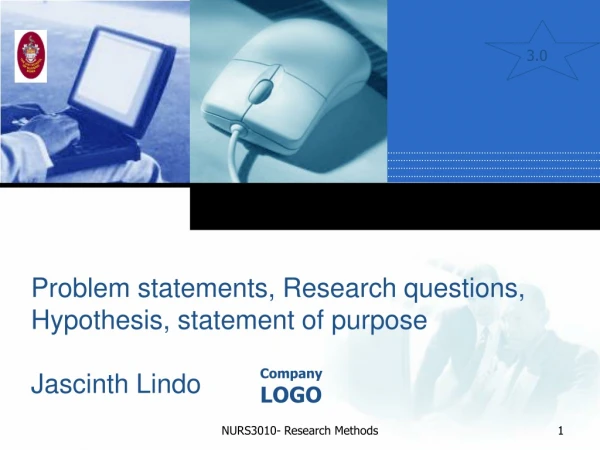 Problem statements, Research questions, Hypothesis, statement of purpose Jascinth Lindo