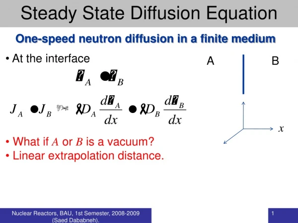 One-speed neutron diffusion in a finite medium