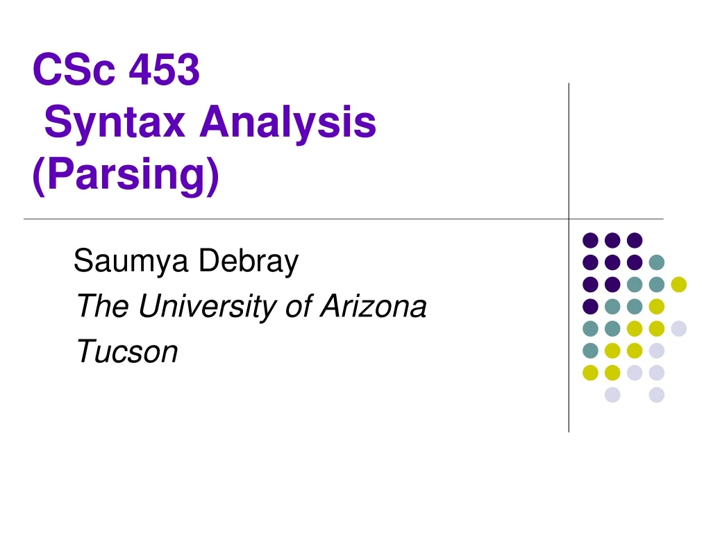 csc 453 syntax analysis parsing