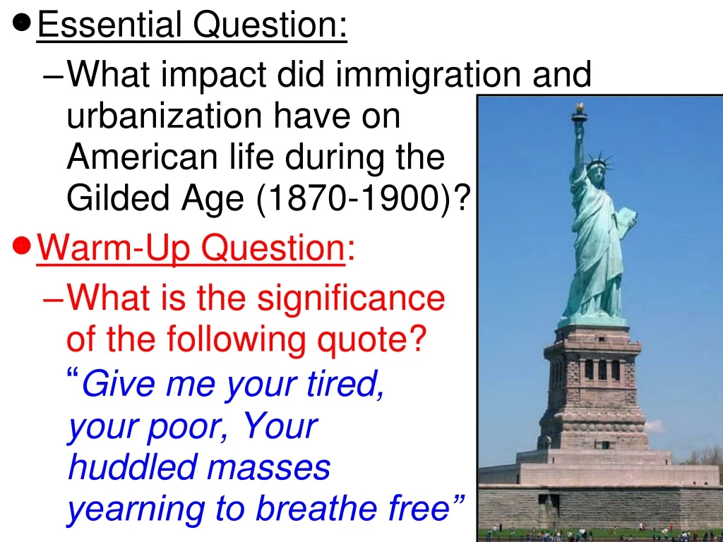 essential question what impact did immigration