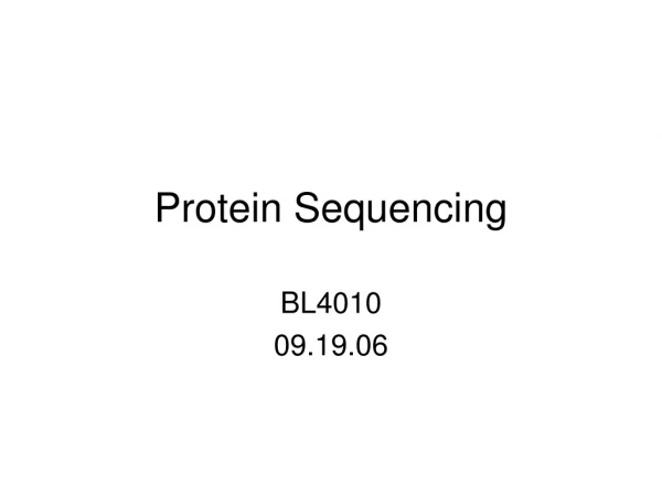 Protein Sequencing