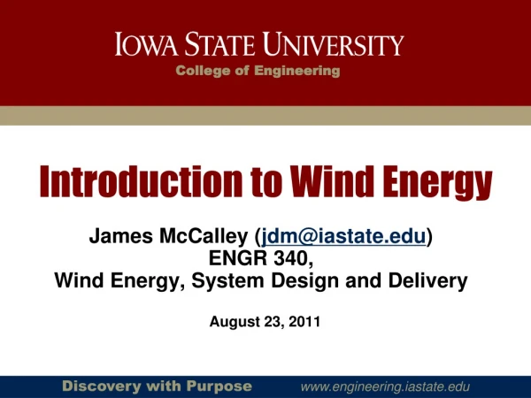 Introduction to Wind Energy