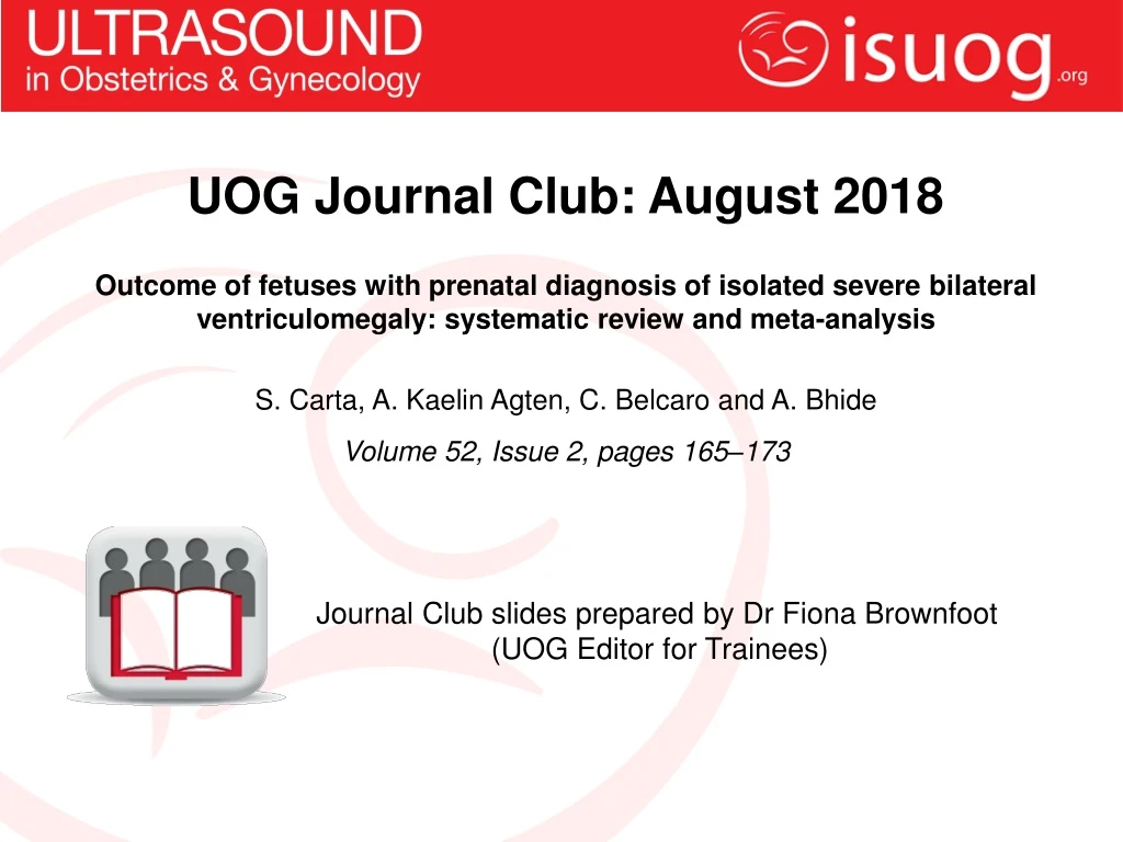 uog journal club august 2018