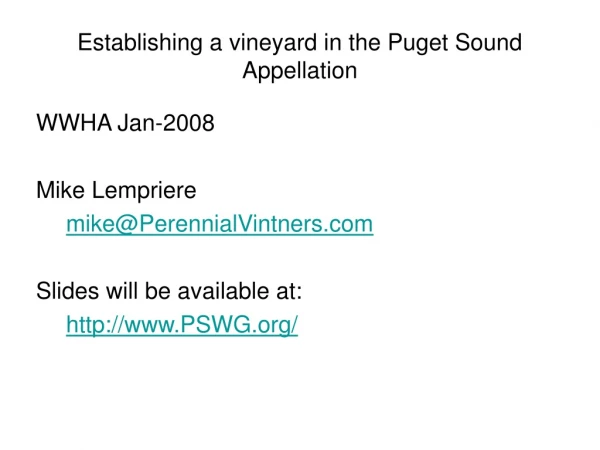 Establishing a vineyard in the Puget Sound Appellation
