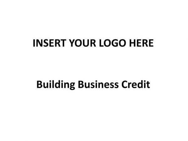 INSERT YOUR LOGO HERE Building Business Credit