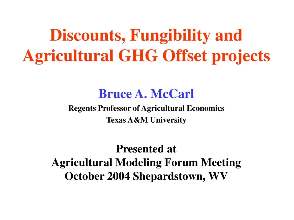 discounts fungibility and agricultural ghg offset projects