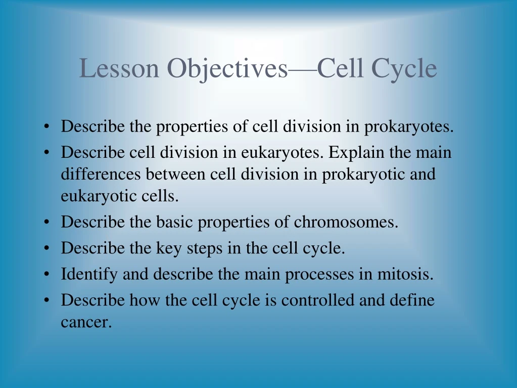 lesson objectives cell cycle