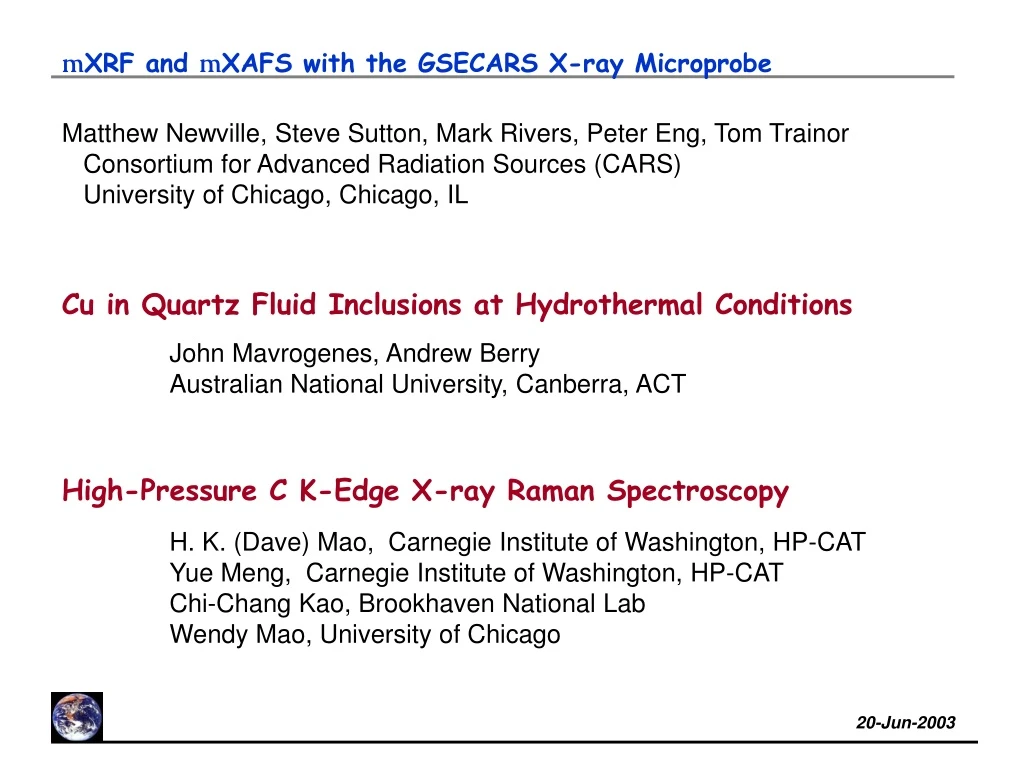 m xrf and m xafs with the gsecars x ray microprobe