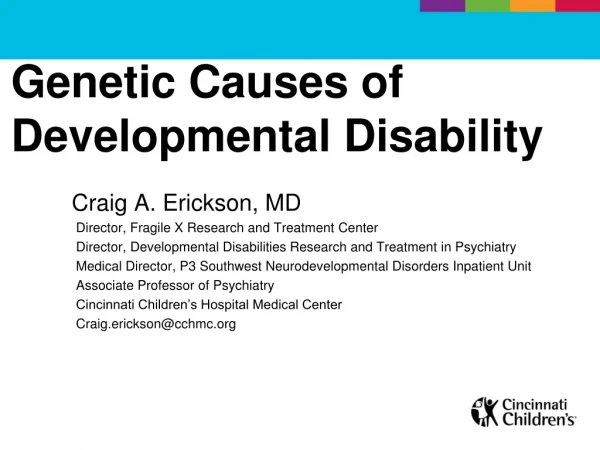 Genetic Causes of Developmental Disability