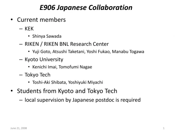 E906 Japanese Collaboration