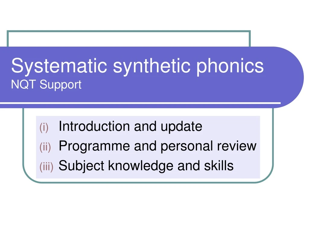 systematic synthetic phonics nqt support