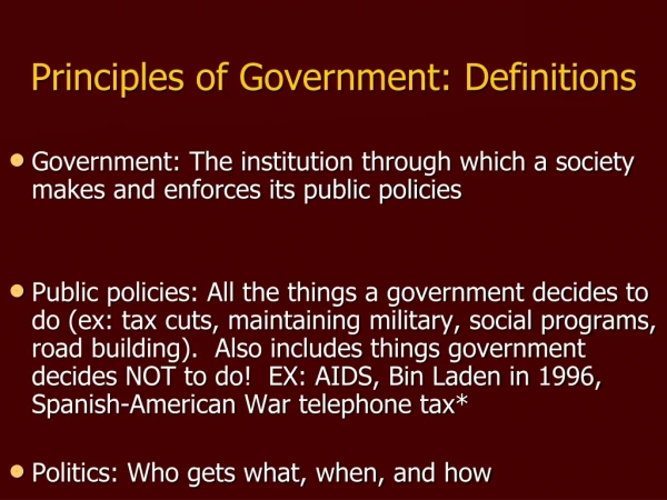 Principles of Government: Definitions