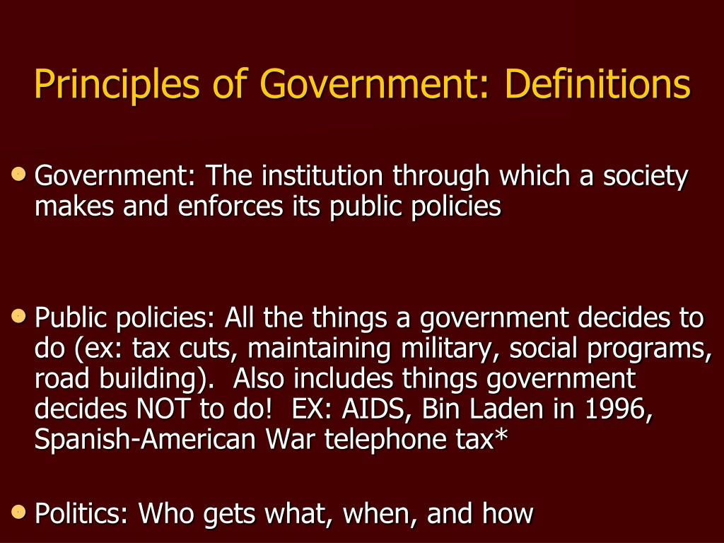 principles of government definitions