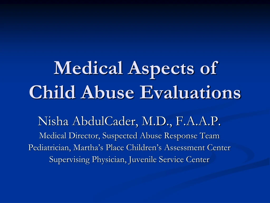 medical aspects of child abuse evaluations