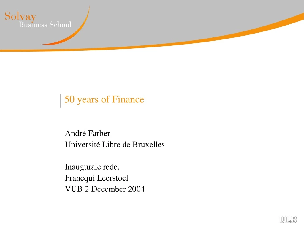 50 years of finance