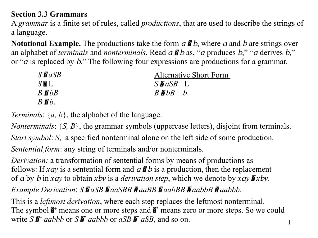 section 3 3 grammars a grammar is a finite