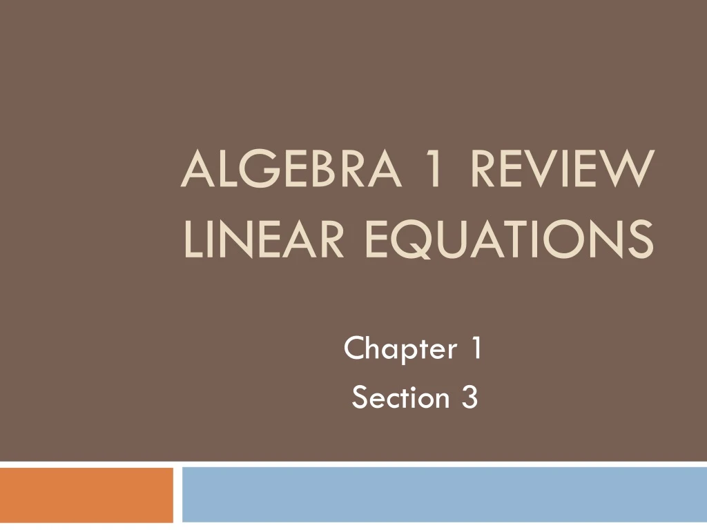 algebra 1 review linear equations