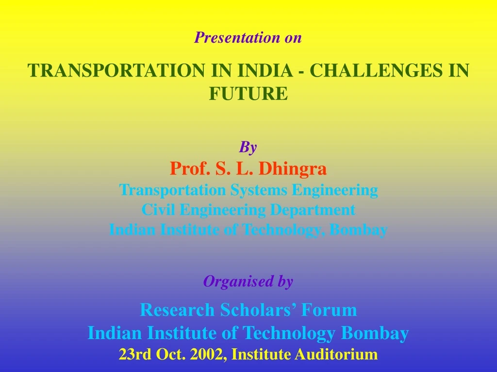 presentation on transportation in india