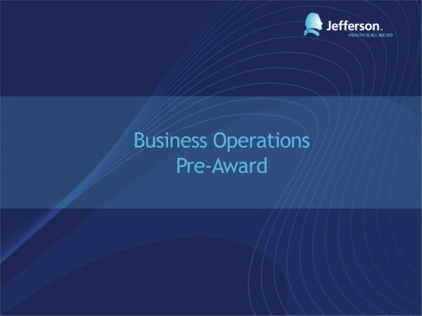Business Operations Pre-Award